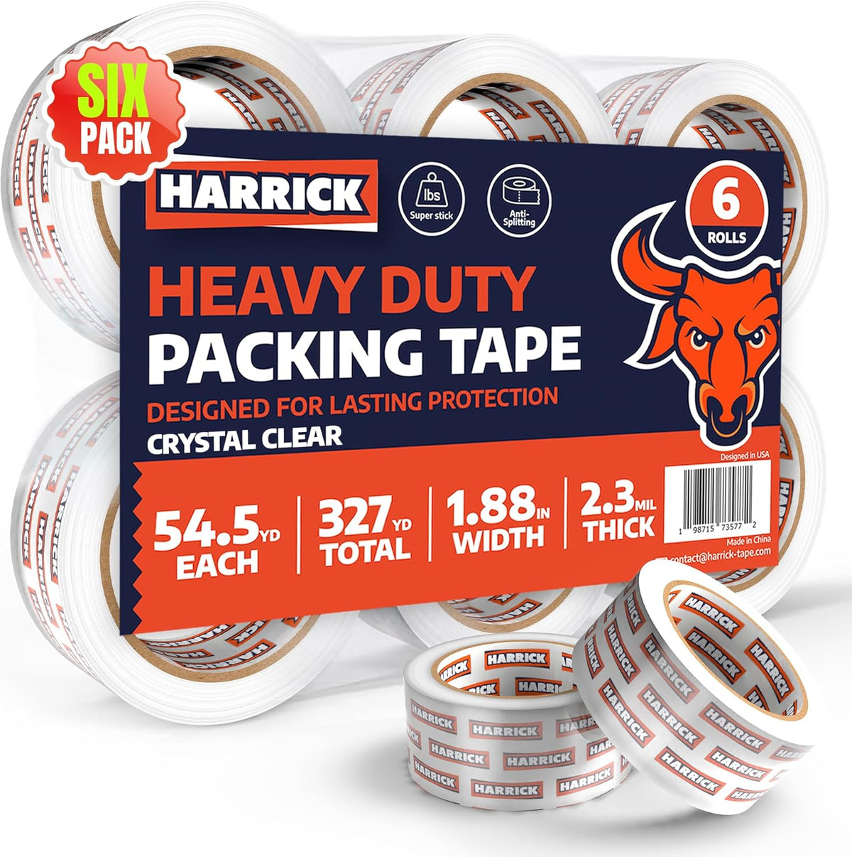 6 Pack Packing Tape Rolls 1.88 Inch